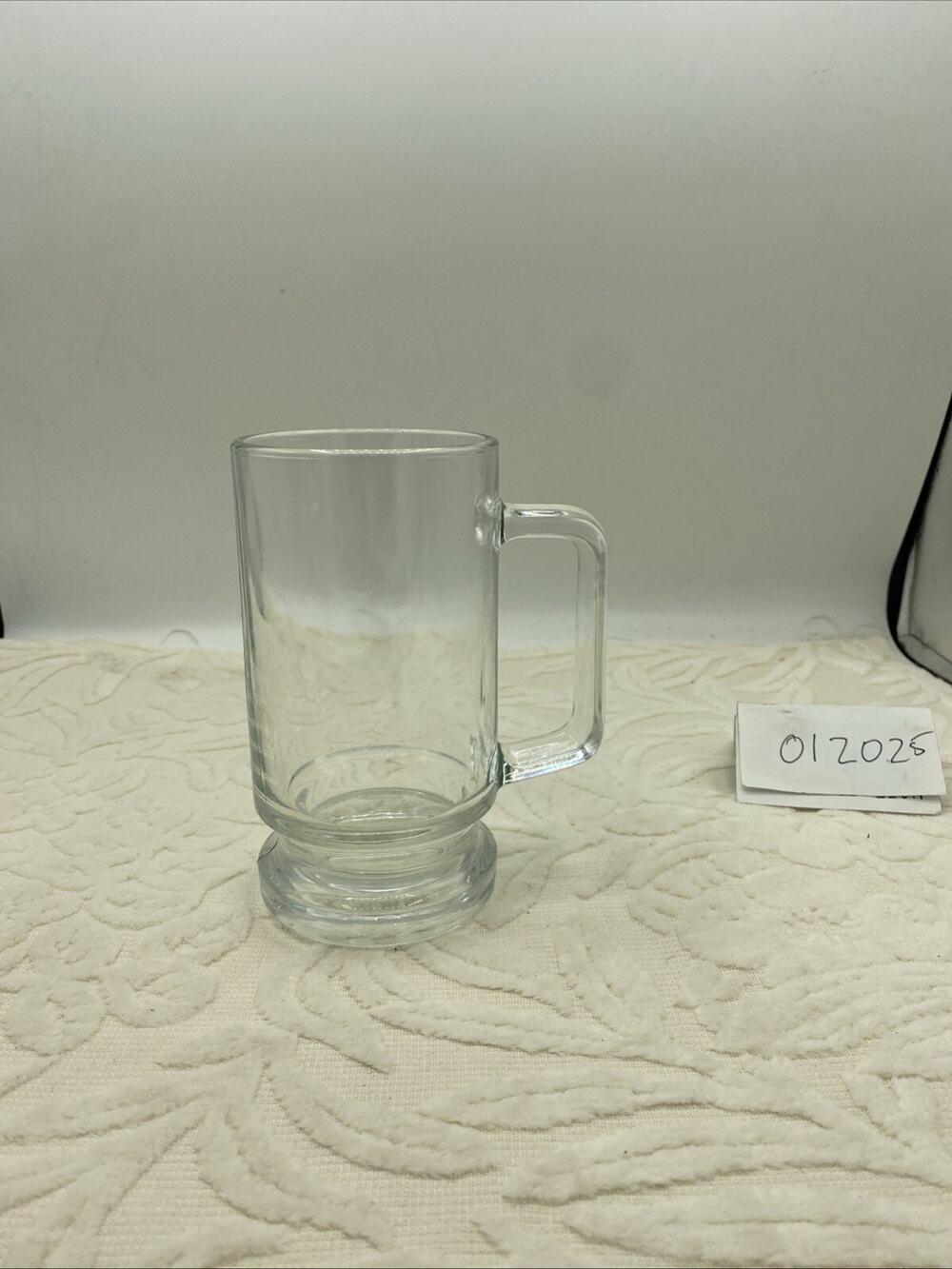 Vintage KIG Indonesia Beer Stein Mug Clear Glass 2.75 Diameter 5.5” Tall